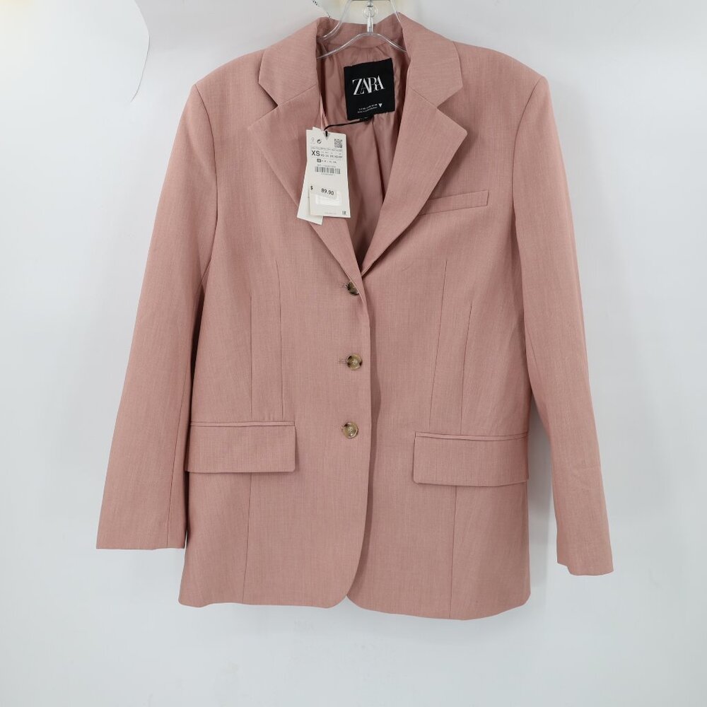 NWT Zara Blazer Womens XS Single Breasted Three Button Solid Formal career notch